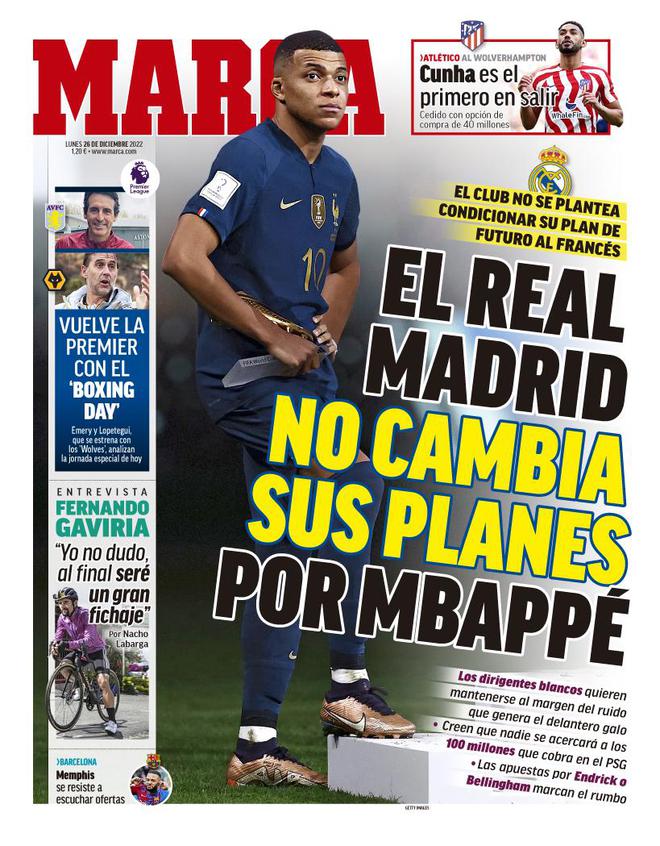 《馬卡報(bào)》頭版:皇馬不再追逐姆巴佩