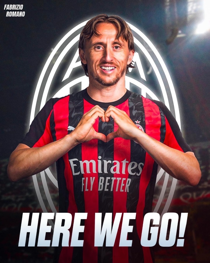 我們?nèi)?！羅曼諾：39歲的莫德里克（Modric）自由加入AC米蘭（AC Milan）